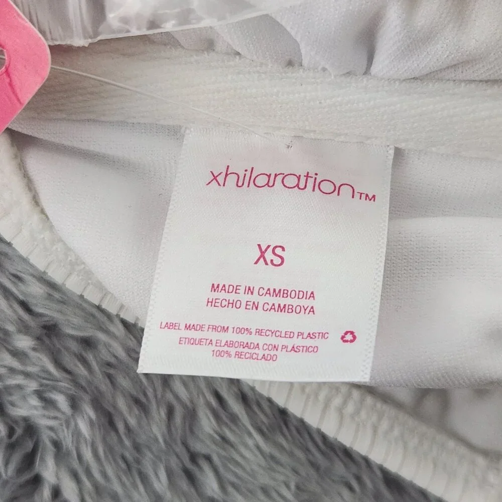 Xhilaration Swim Top XS‎ White Bandeau Ribbed Nylon Stretch Adjustable Straps